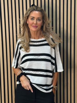 Striped Lightweight Knit Jumper - Black/White