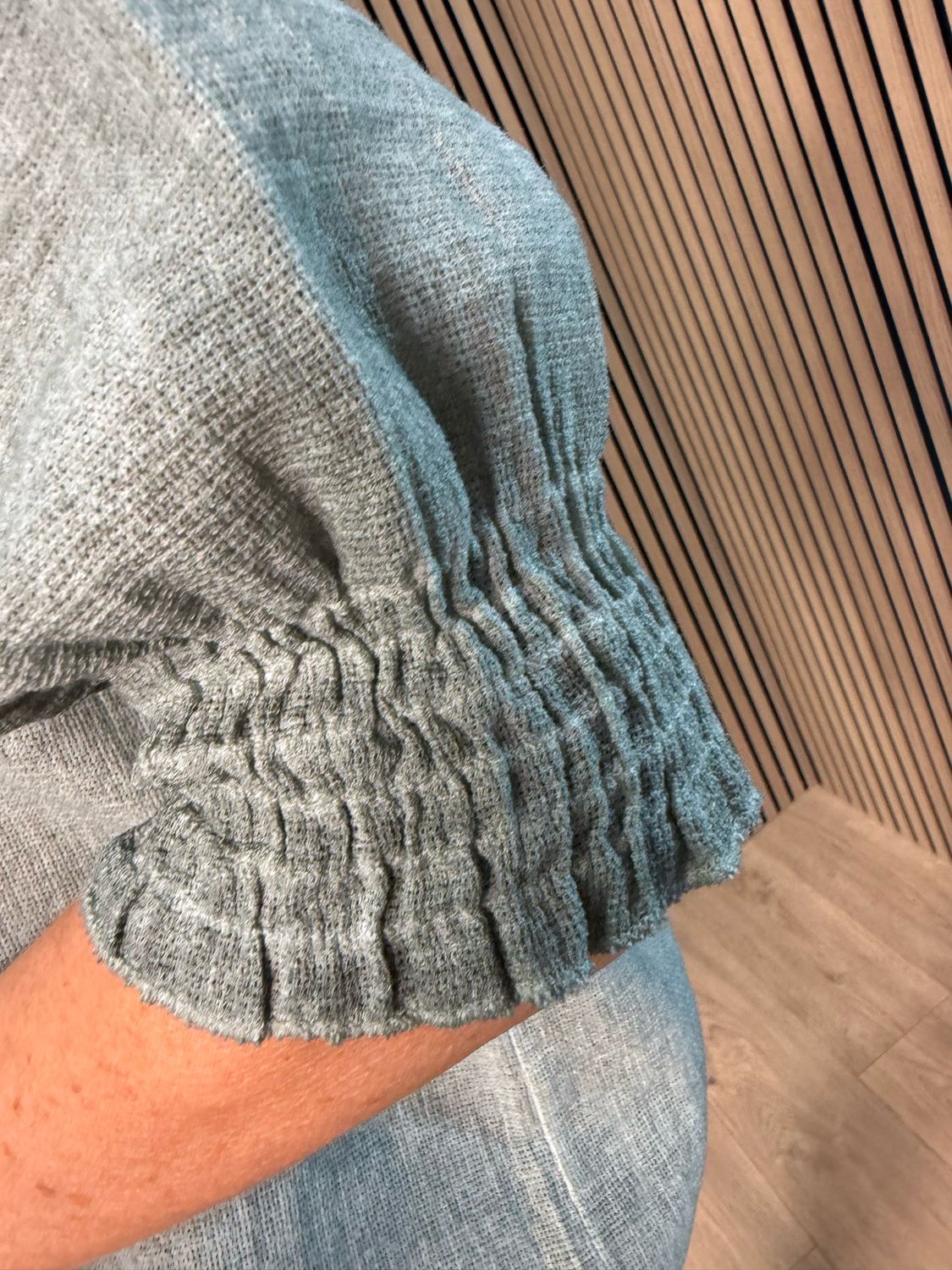 Frill Neck Cotton Top - Khaki