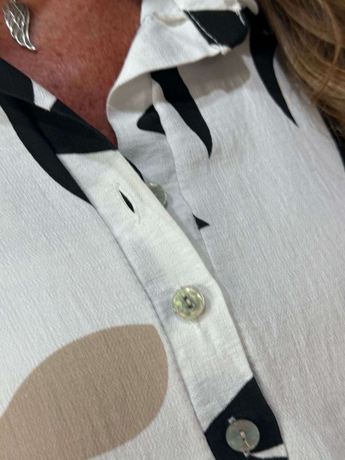 Abstract Print Shirt Dress - White/Black/Sand