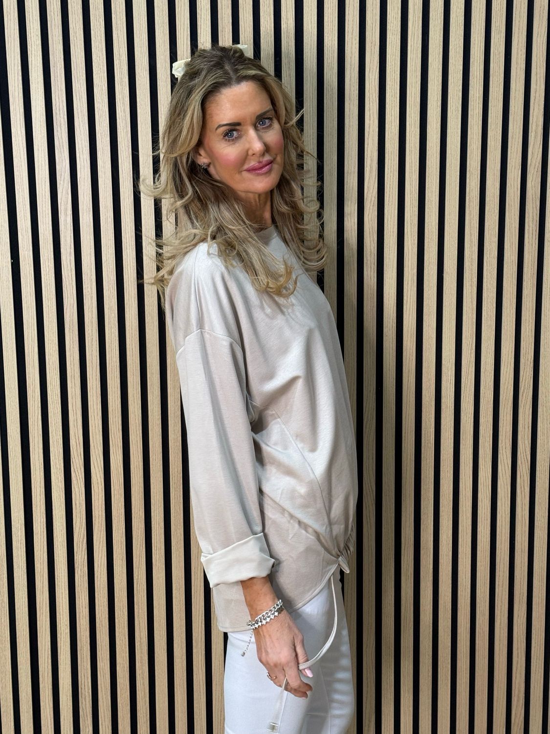 Drawstring Hem Jumper - Cream