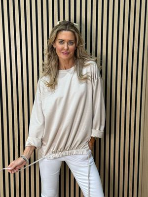 Drawstring Hem Jumper - Cream