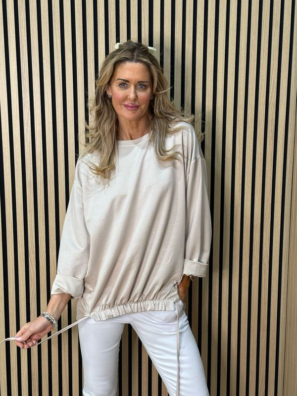 Drawstring Hem Jumper - Cream