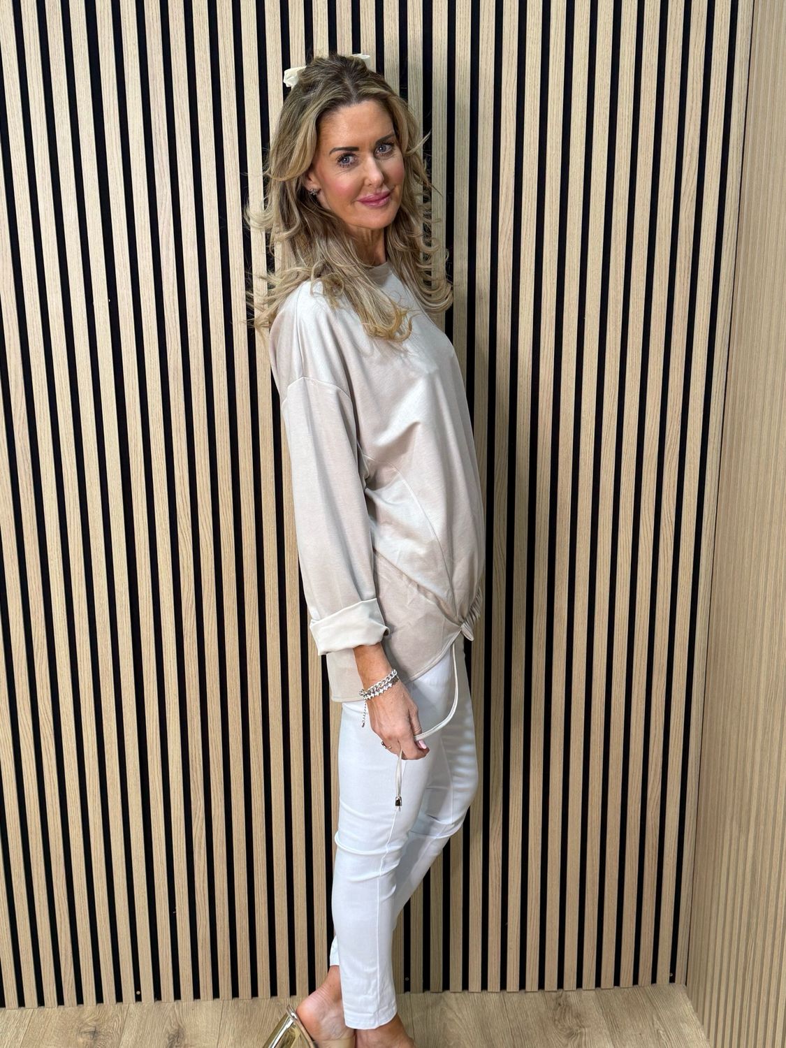 Drawstring Hem Jumper - Cream