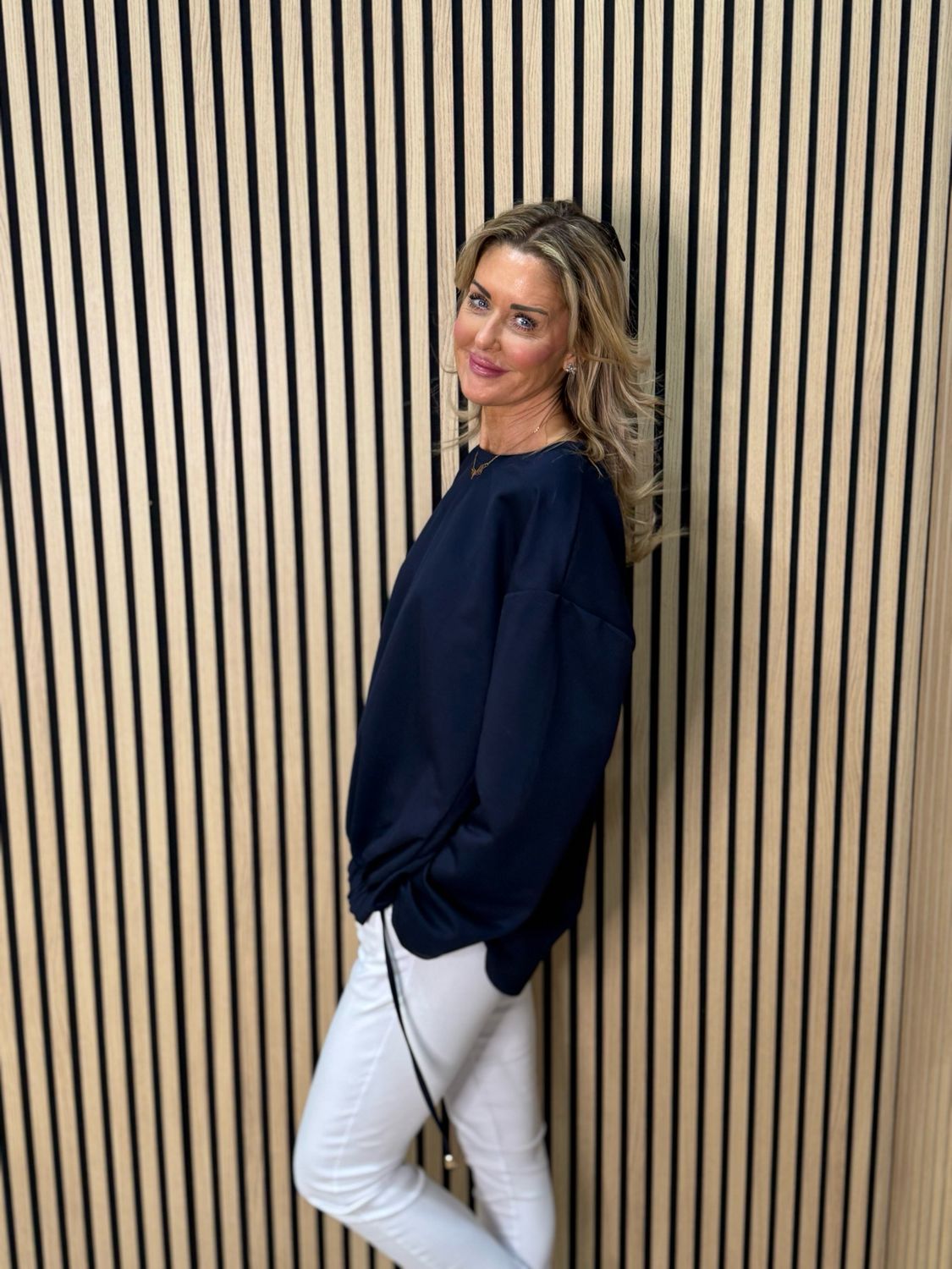 Drawstring Hem Jumper - Navy