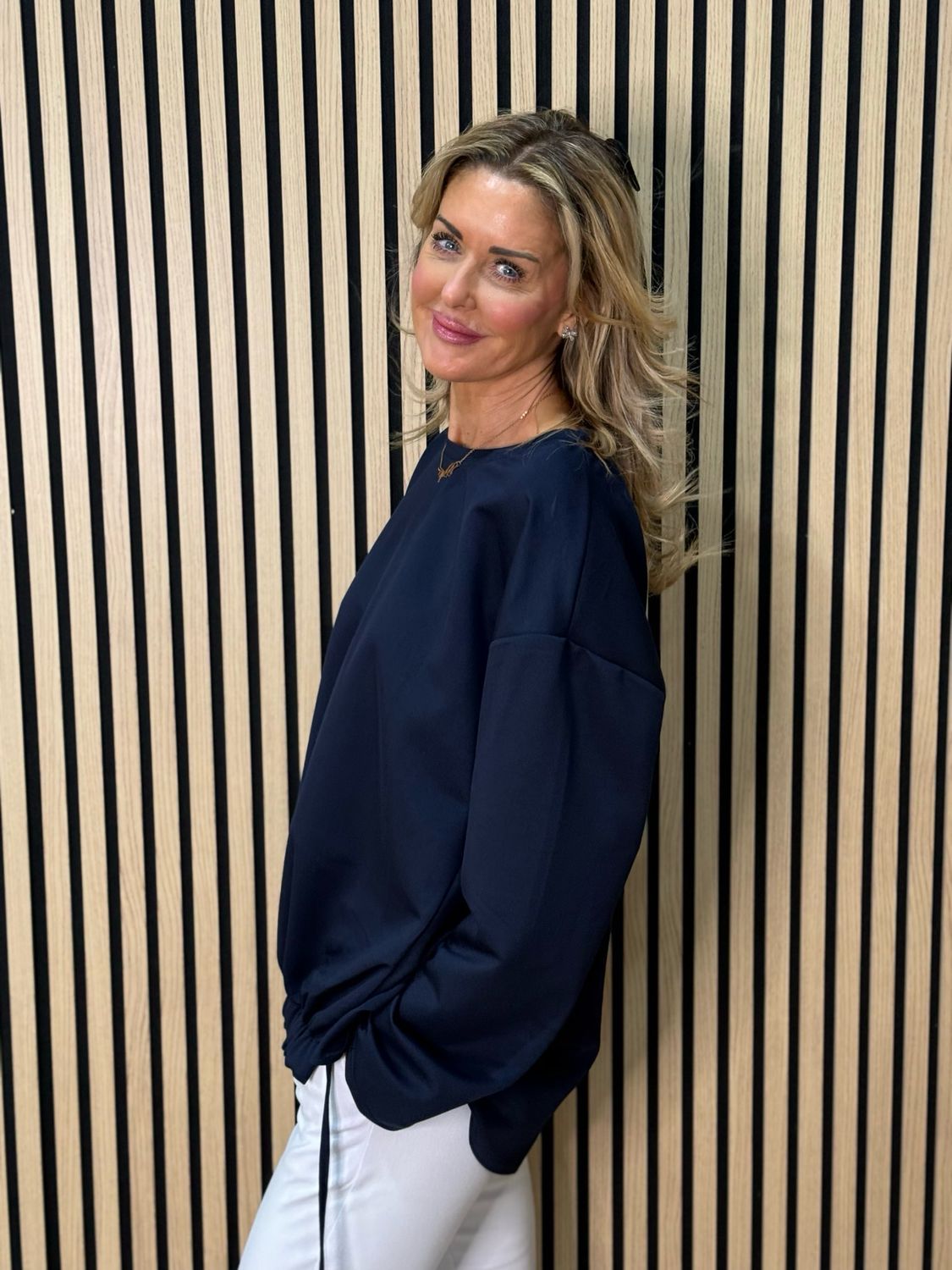 Drawstring Hem Jumper - Navy