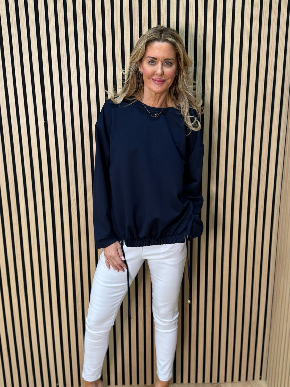 Drawstring Hem Jumper - Navy