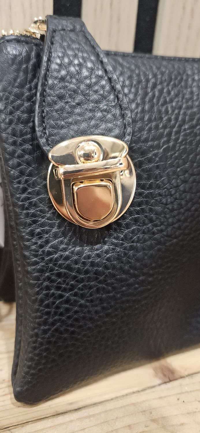 Multi - Compartment Cross Body Bag - Black