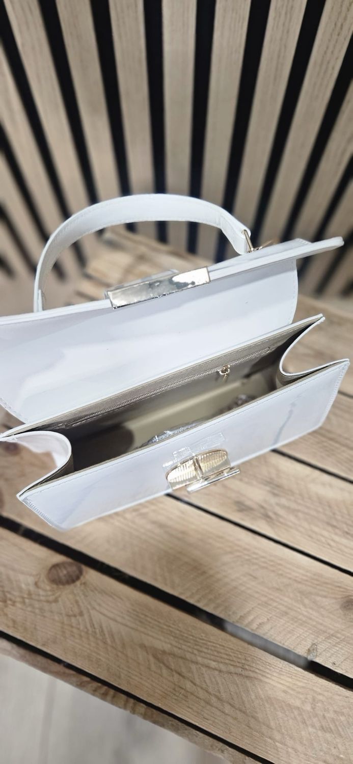 Top Handle Bag - White Patent