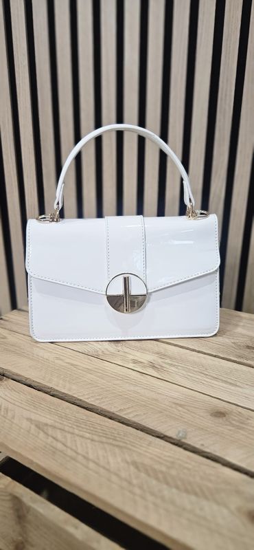 Top Handle Bag - White Patent