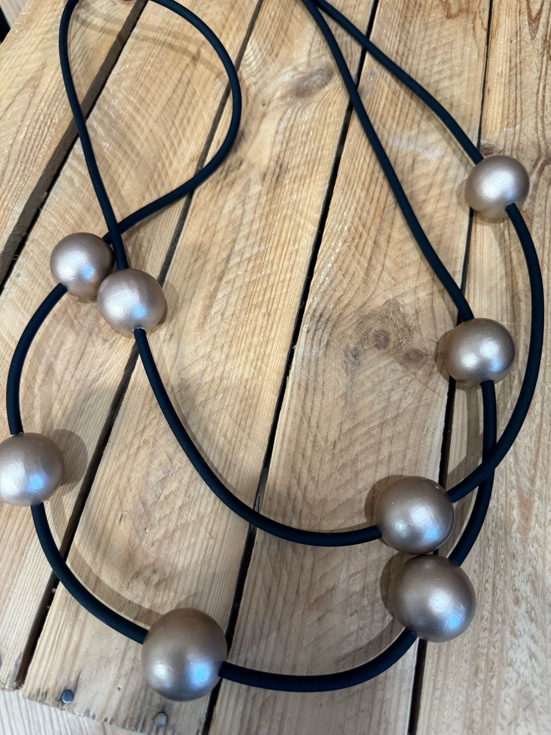 Contemporary Beaded Statement Necklace - Gold