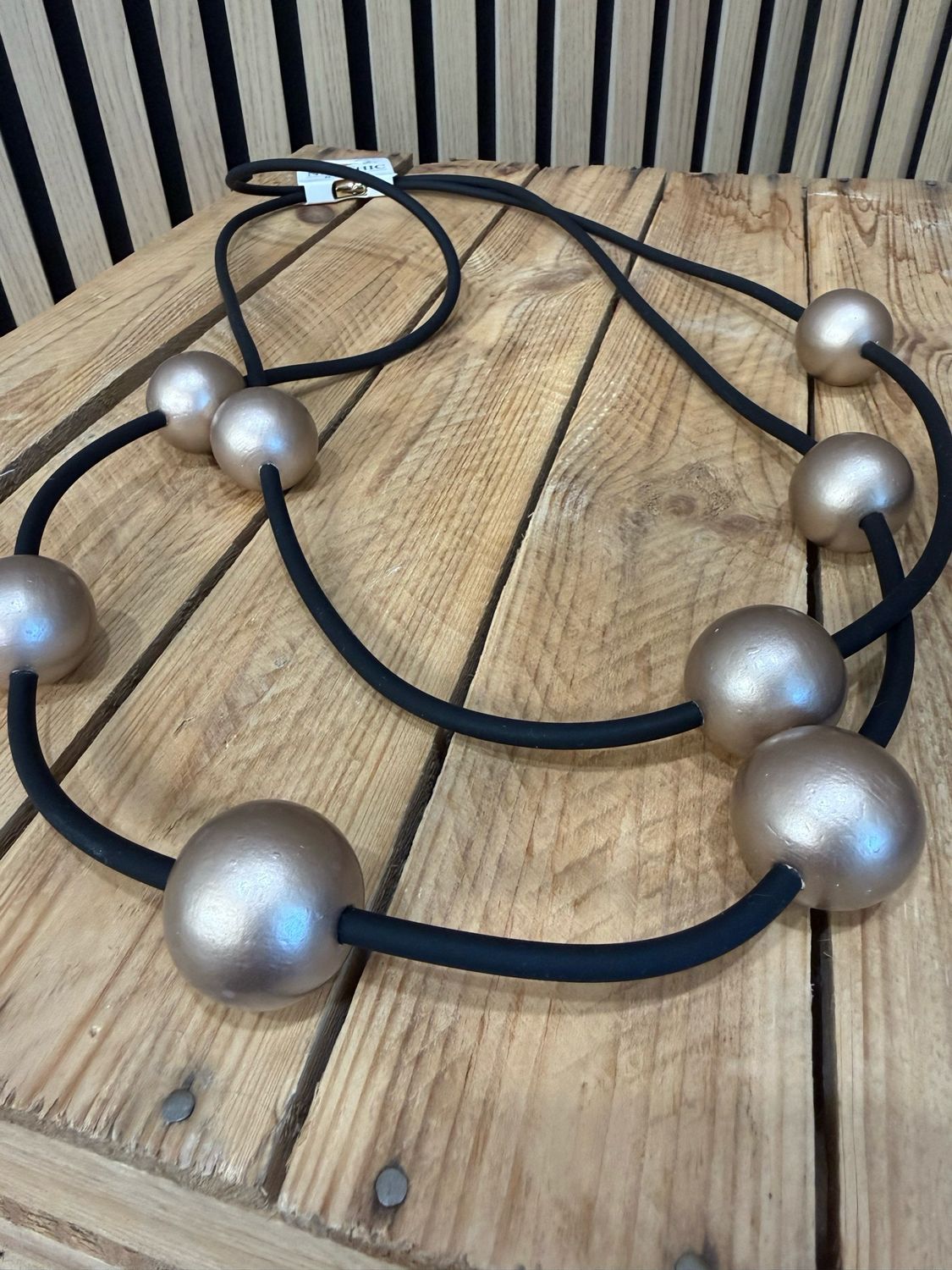 Contemporary Beaded Statement Necklace - Gold