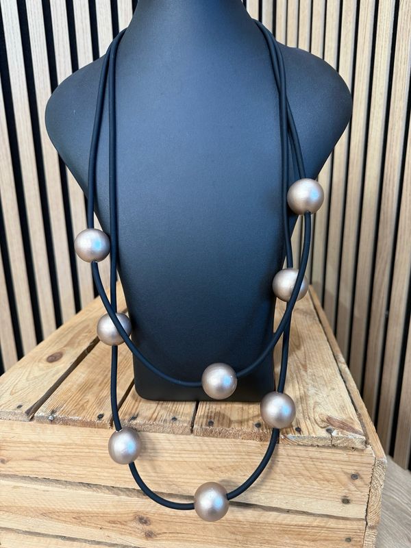 Contemporary Beaded Statement Necklace - Gold