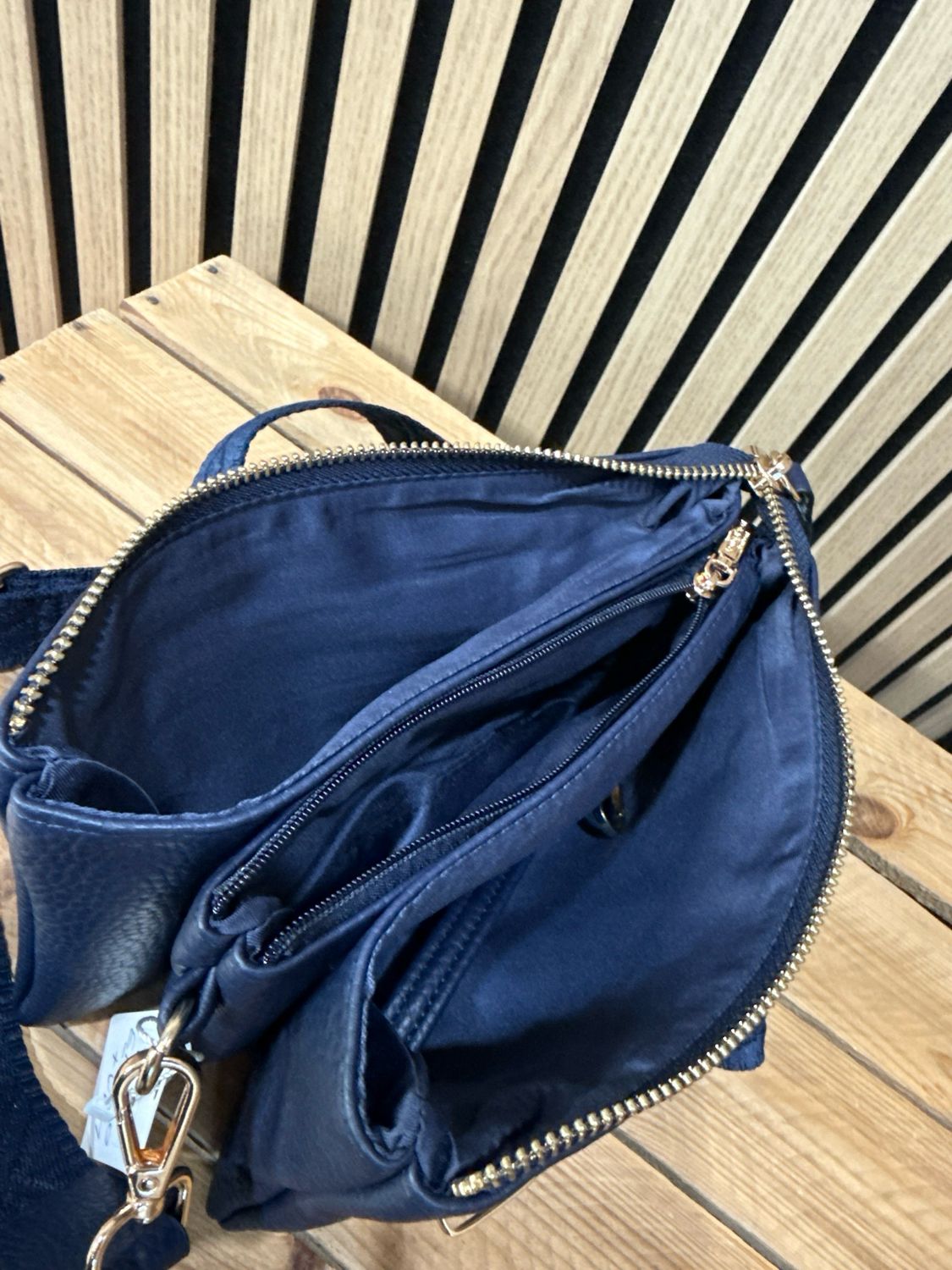 Multi - Compartment Cross Body Bag - Navy