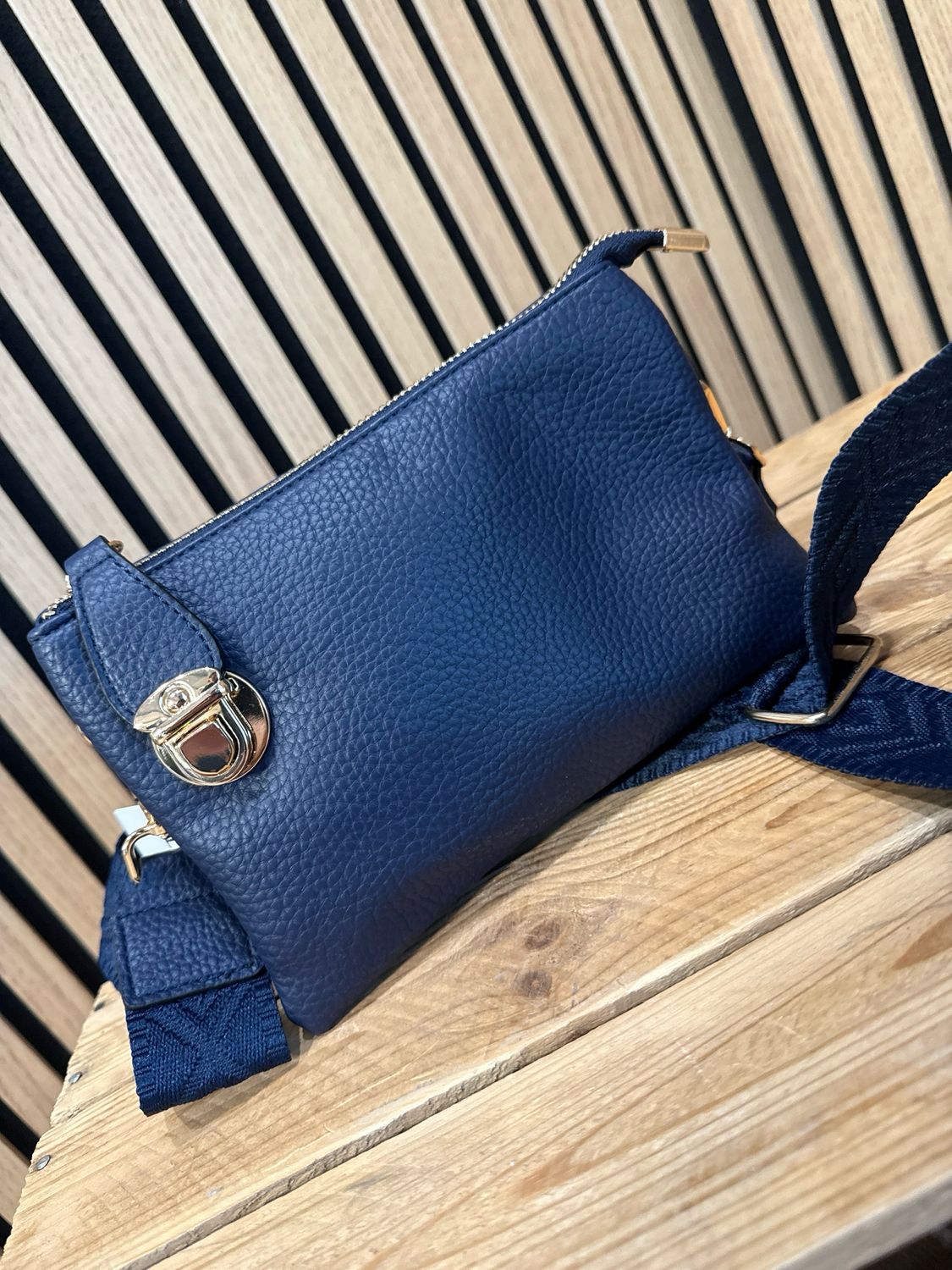 Multi - Compartment Cross Body Bag - Navy