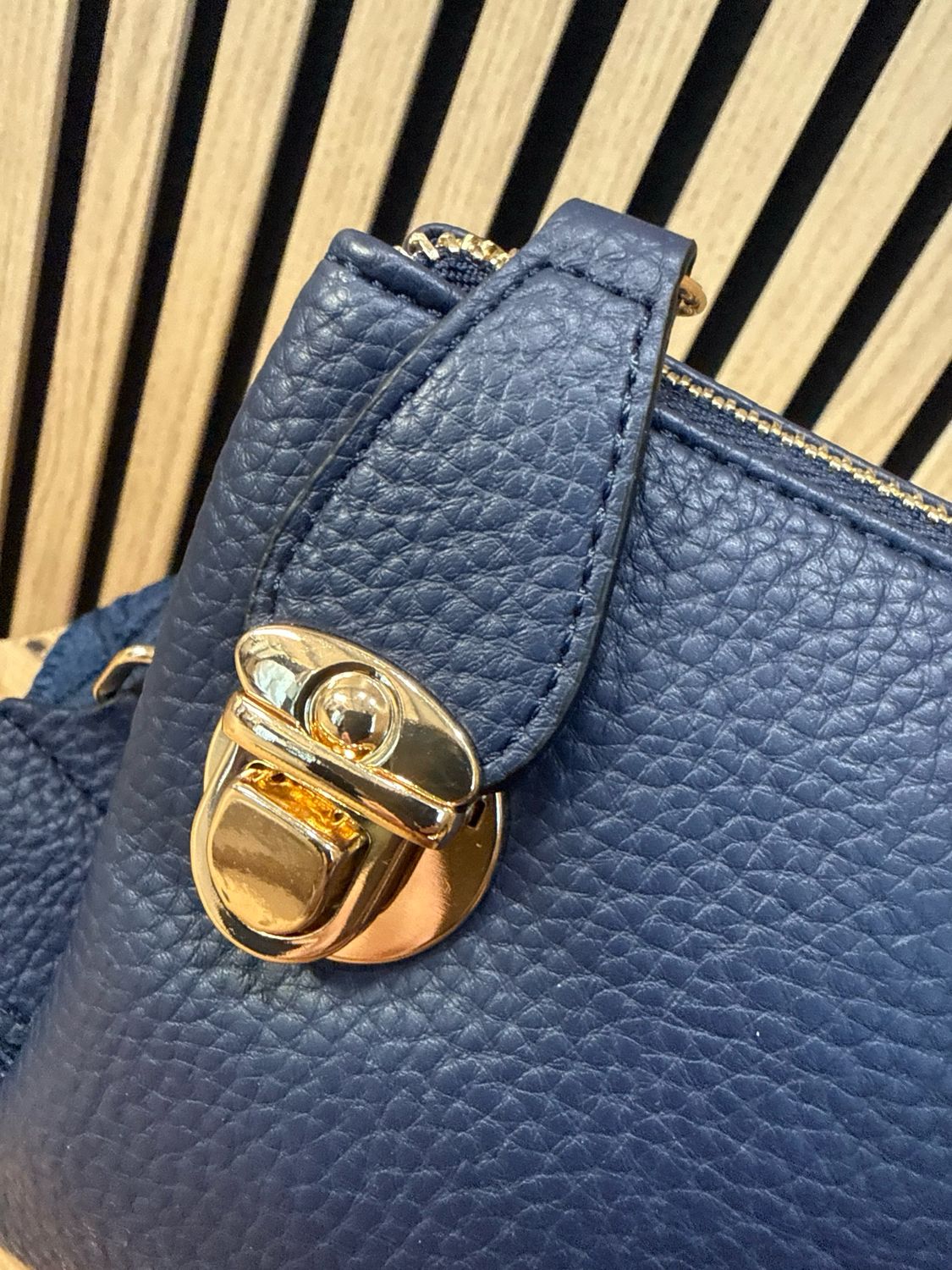 Multi - Compartment Cross Body Bag - Navy