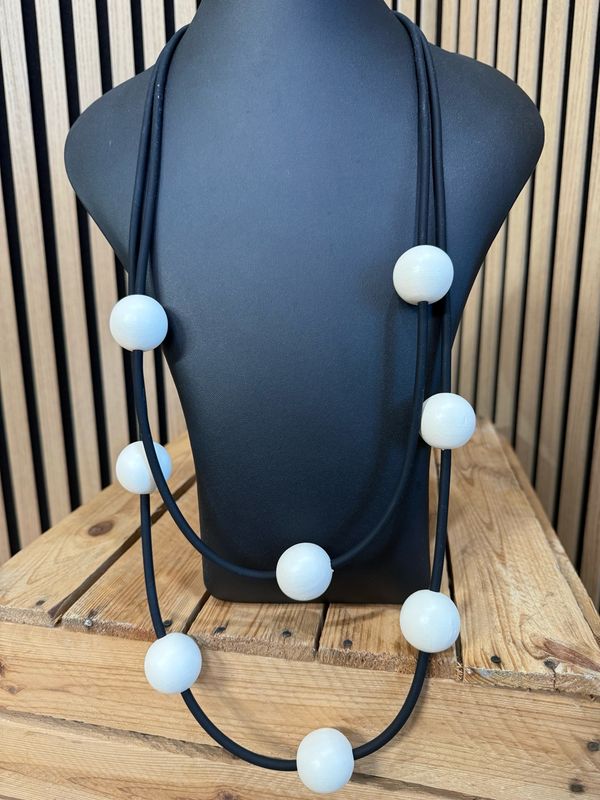 Contemporary Beaded Statement Necklace - Cream