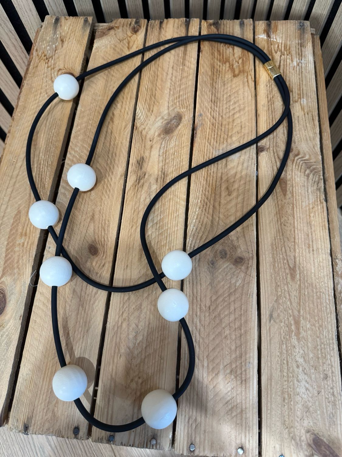 Contemporary Beaded Statement Necklace - Cream