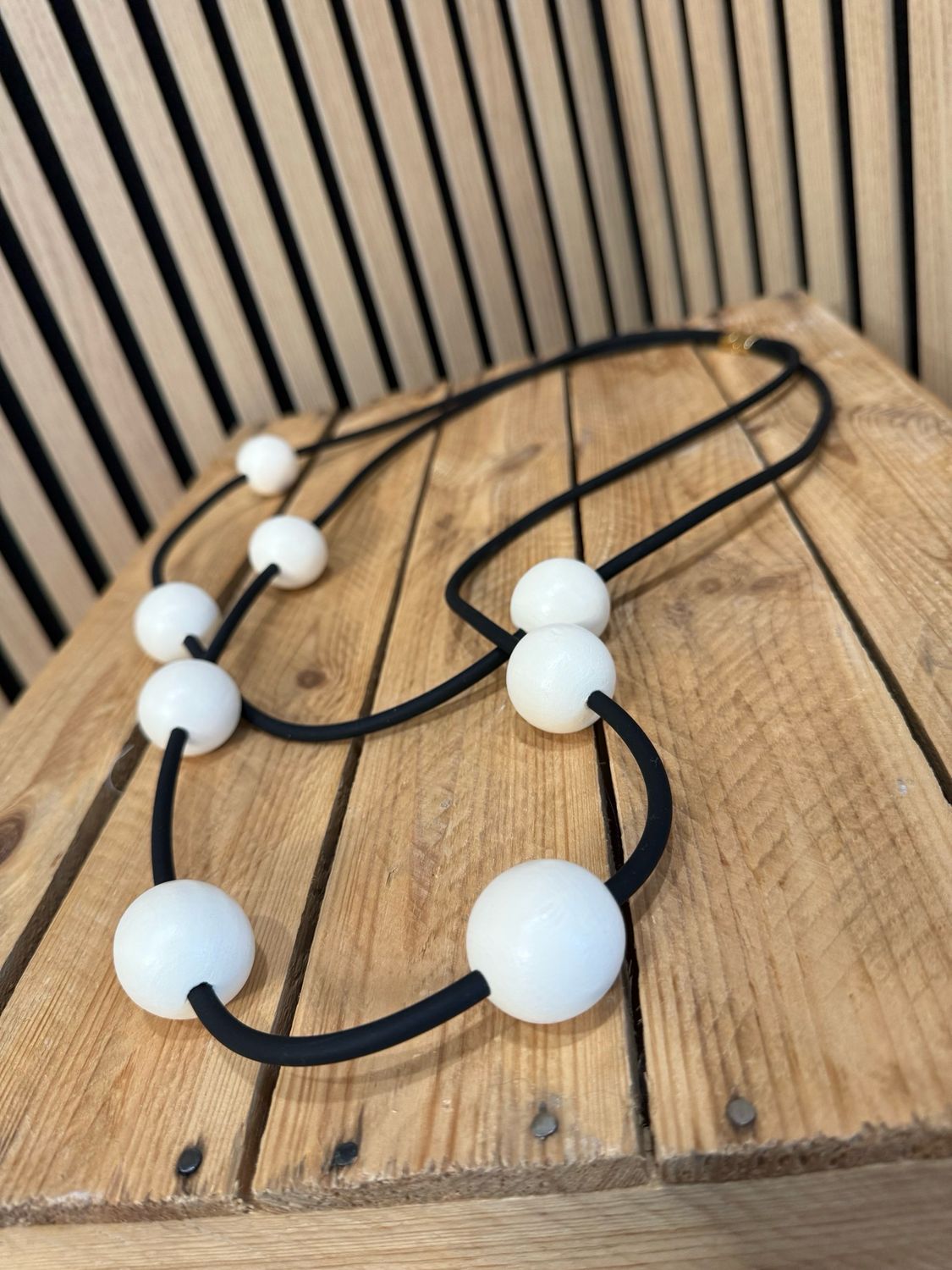 Contemporary Beaded Statement Necklace - Cream