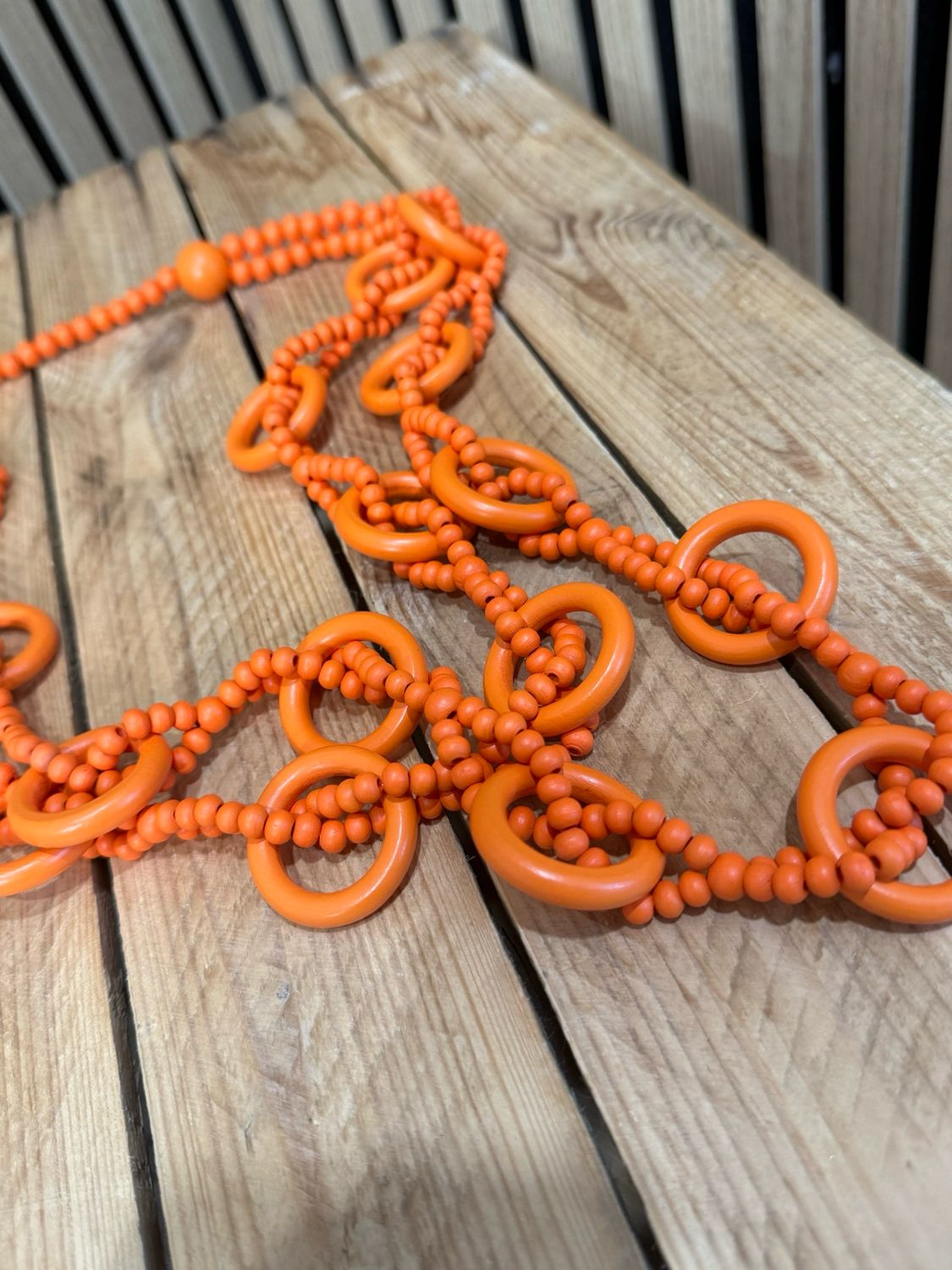 Multi - Layered Beaded Necklace - Orange