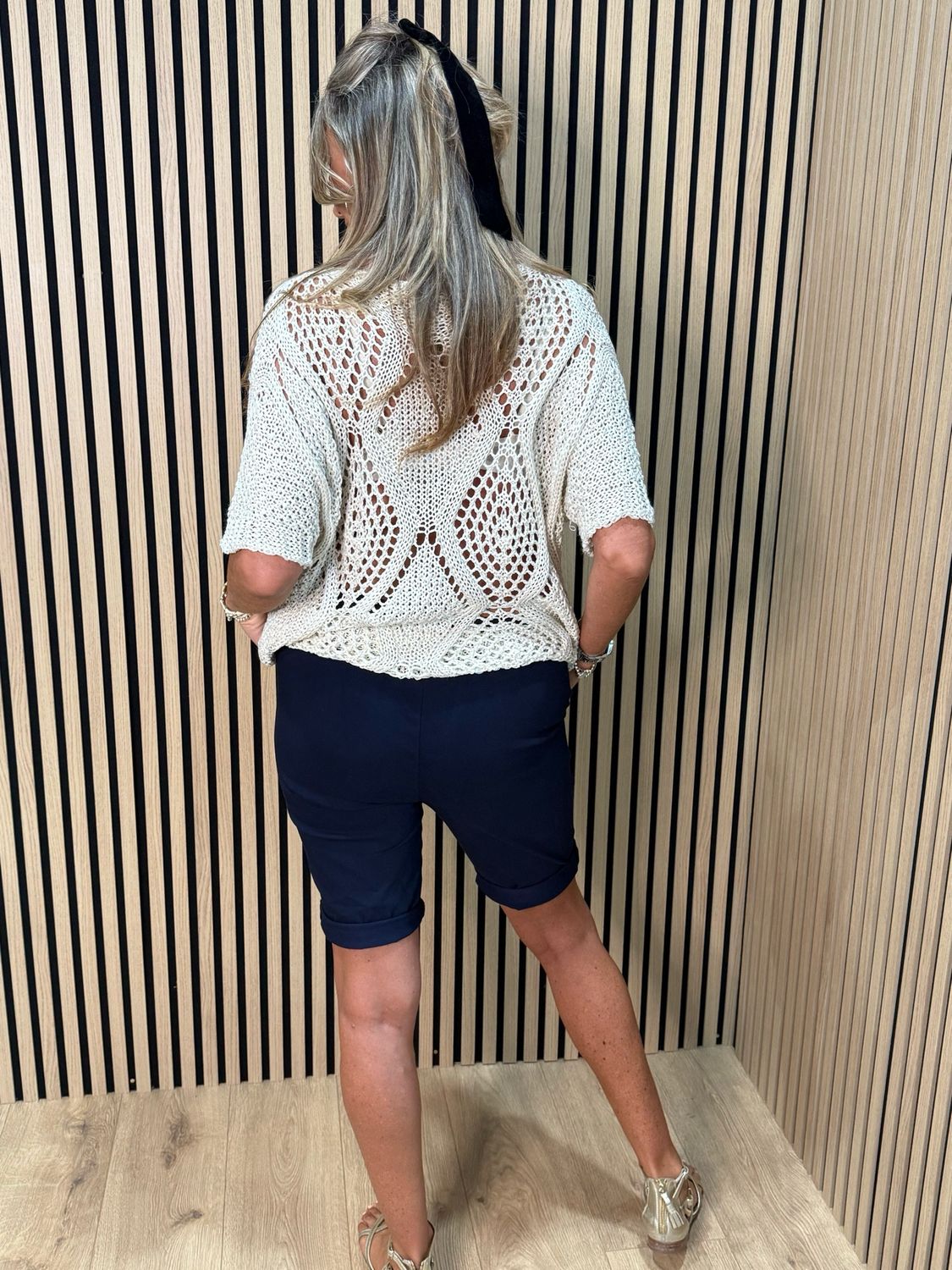 Lightweight Crochet Knit Jumper - Cream