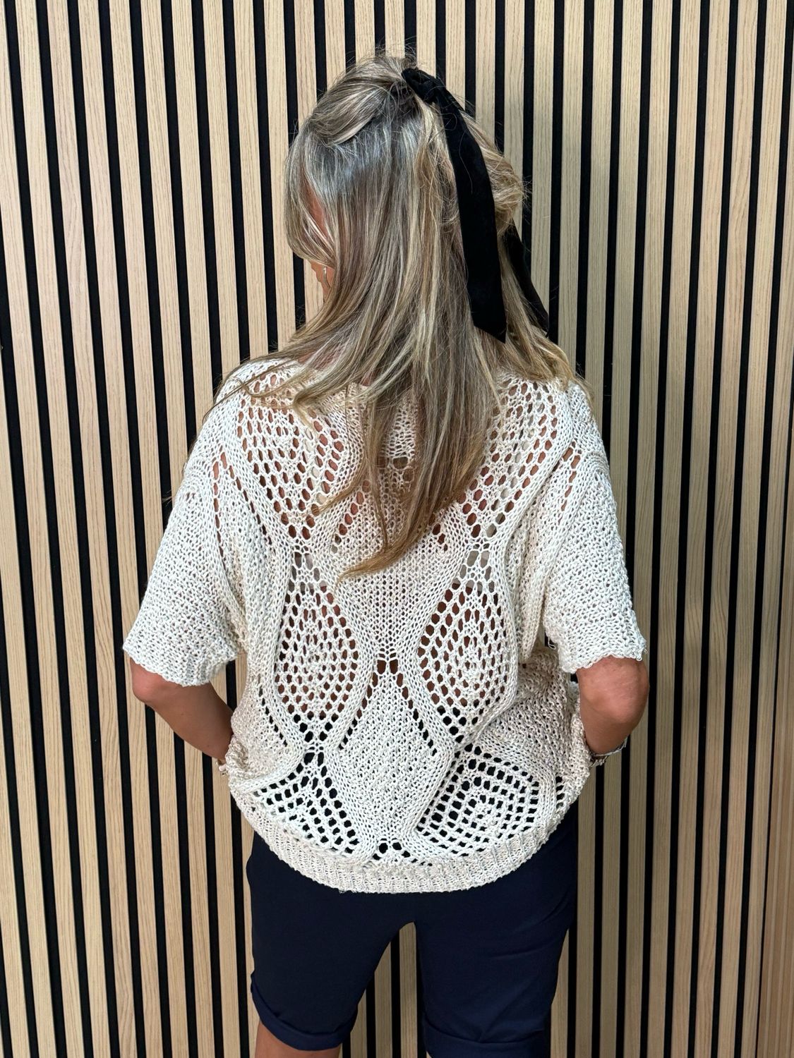 Lightweight Crochet Knit Jumper - Cream