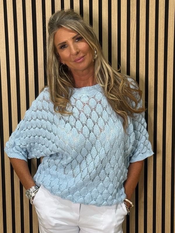 Textured Knit Jumper - Baby Blue