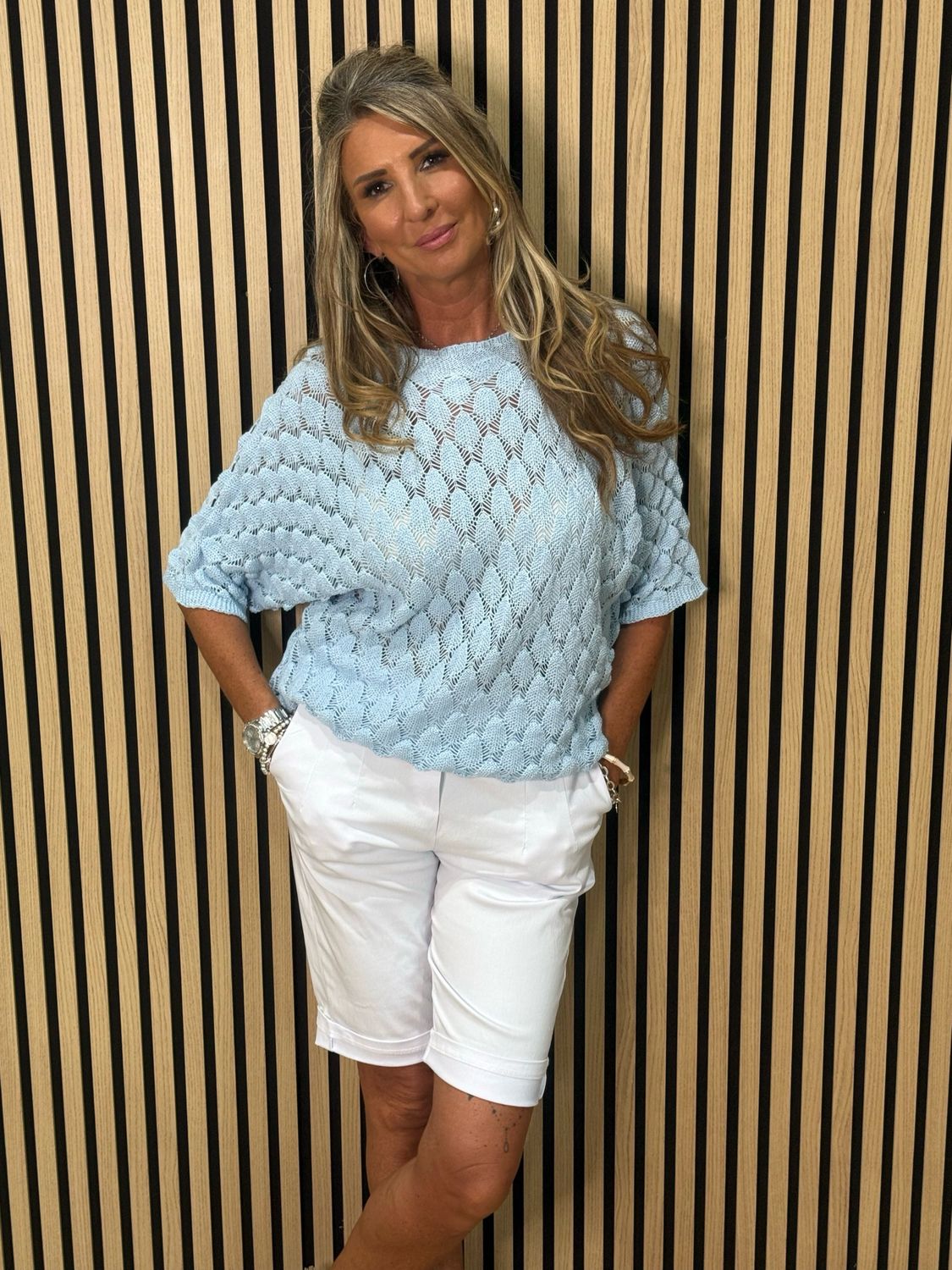 Textured Knit Jumper - Baby Blue