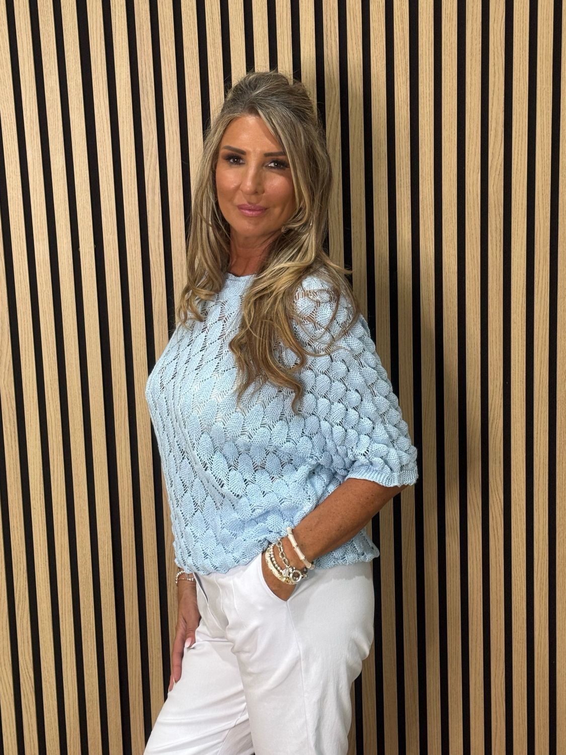 Textured Knit Jumper - Baby Blue