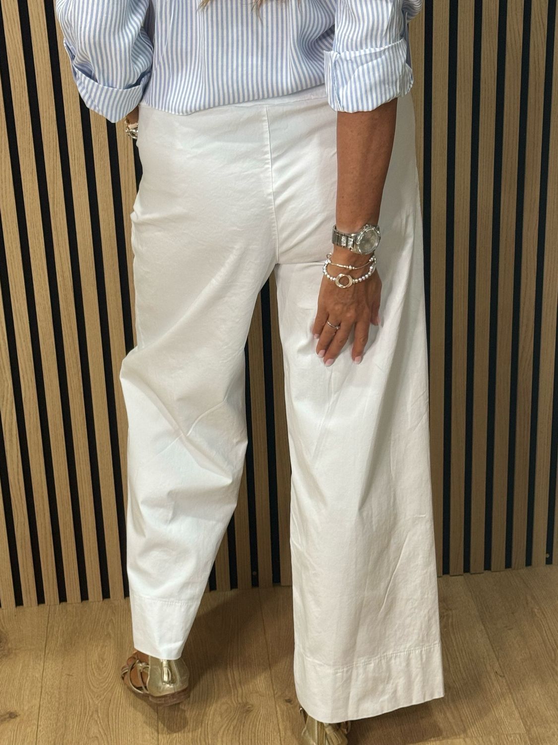 Wide Leg Canvas Trousers - White