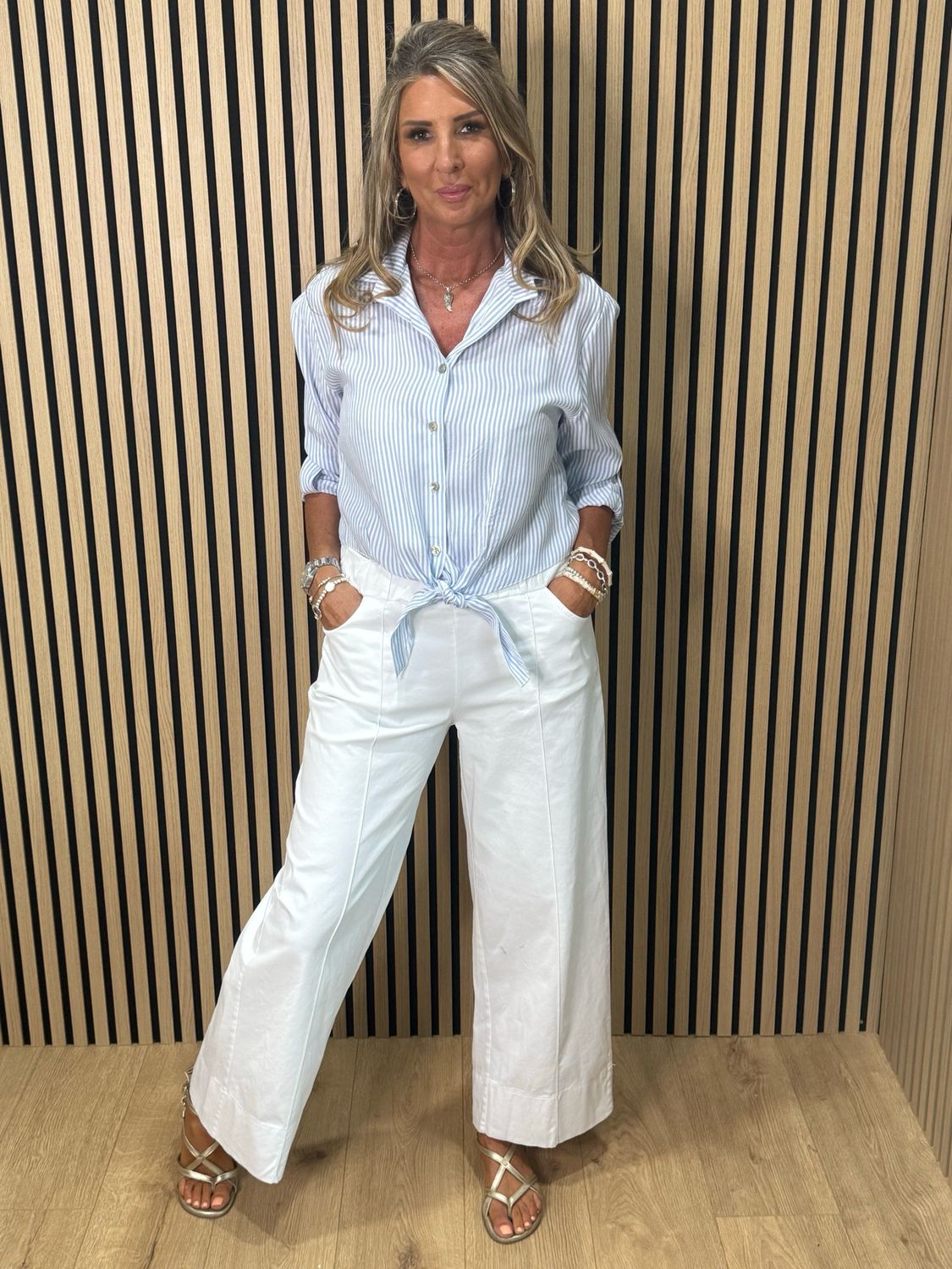 Wide Leg Canvas Trousers - White