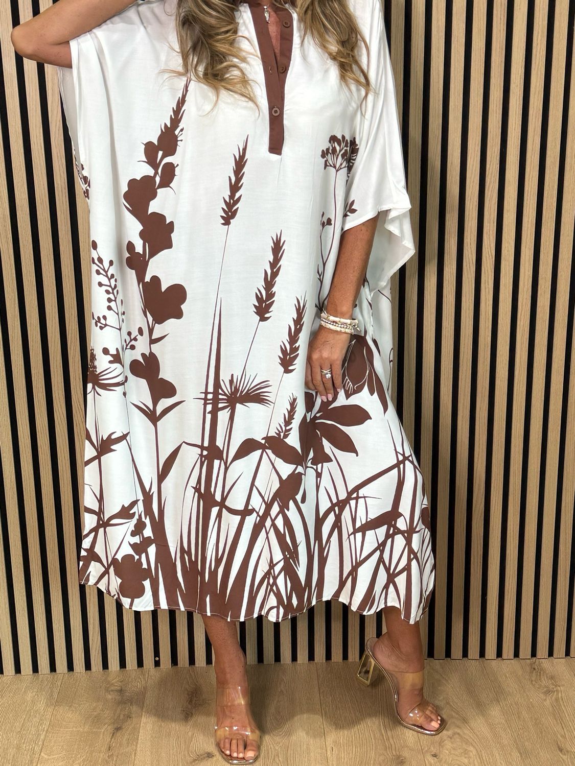Botanical Print Kaftan - Brown