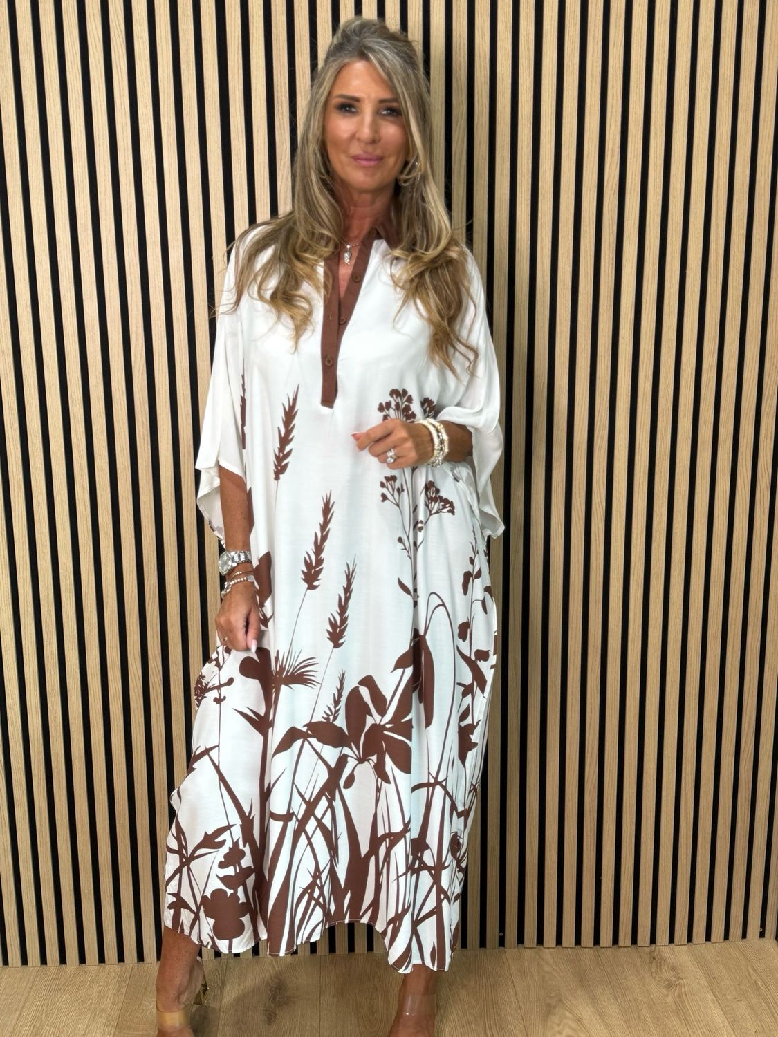 Botanical Print Kaftan - Brown
