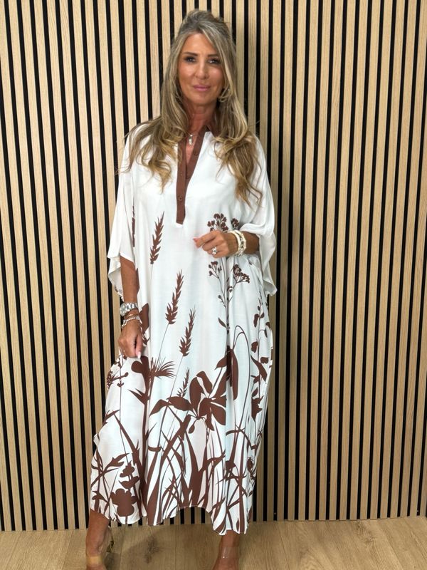 Botanical Print Kaftan - Brown