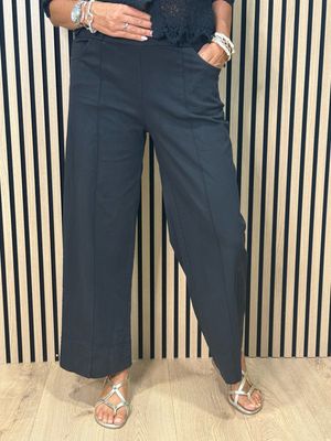 Wide Leg Canvas Trousers - Black