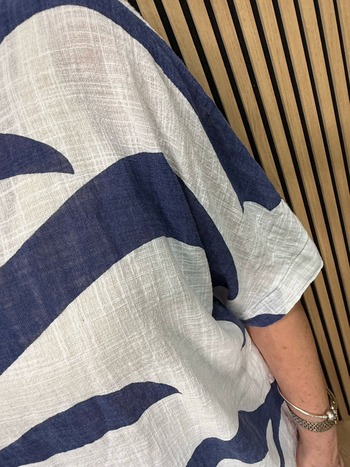 Abstract Print Cotton Top - Navy