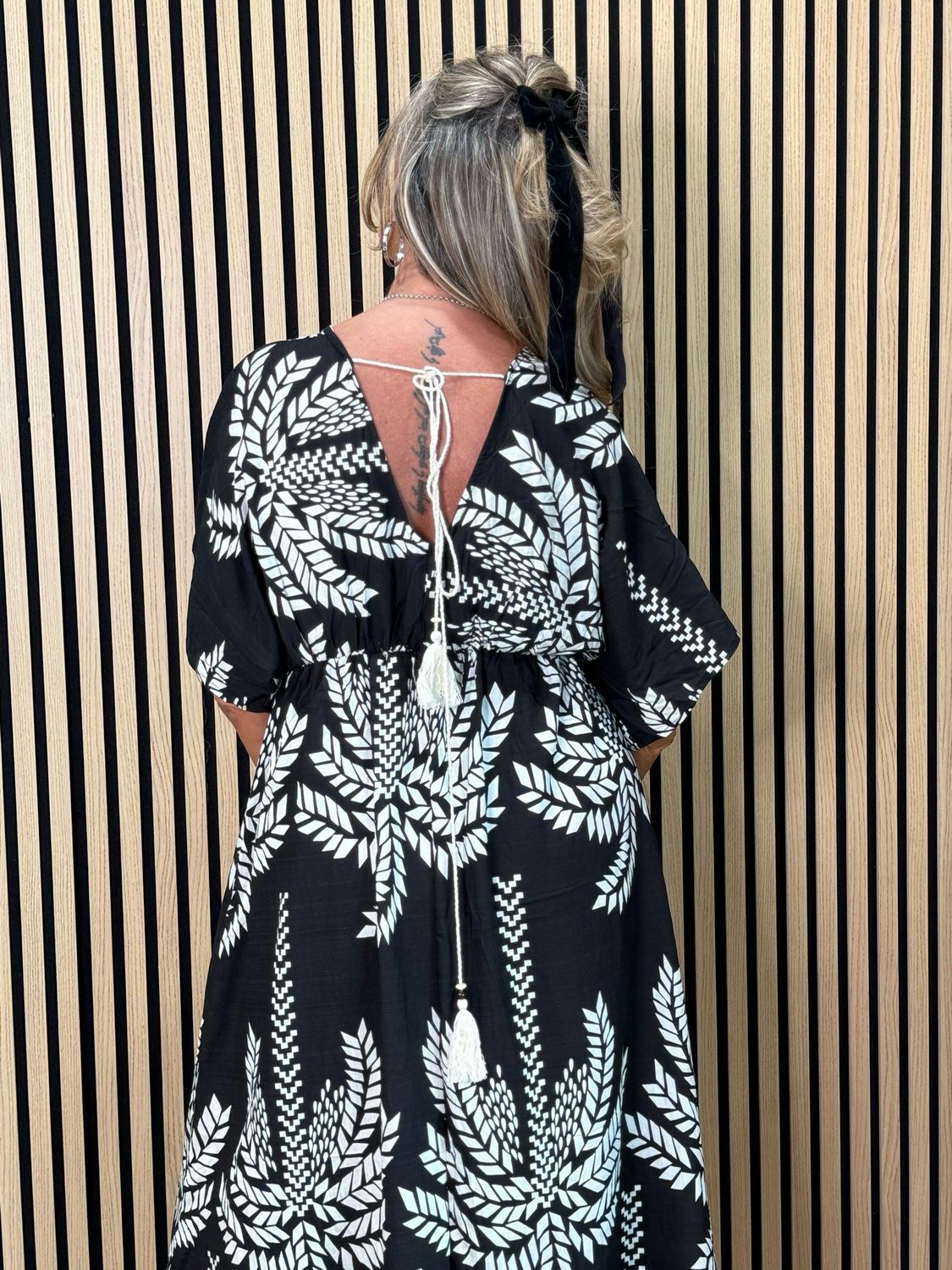 Floaty Midi Dress - Black/White