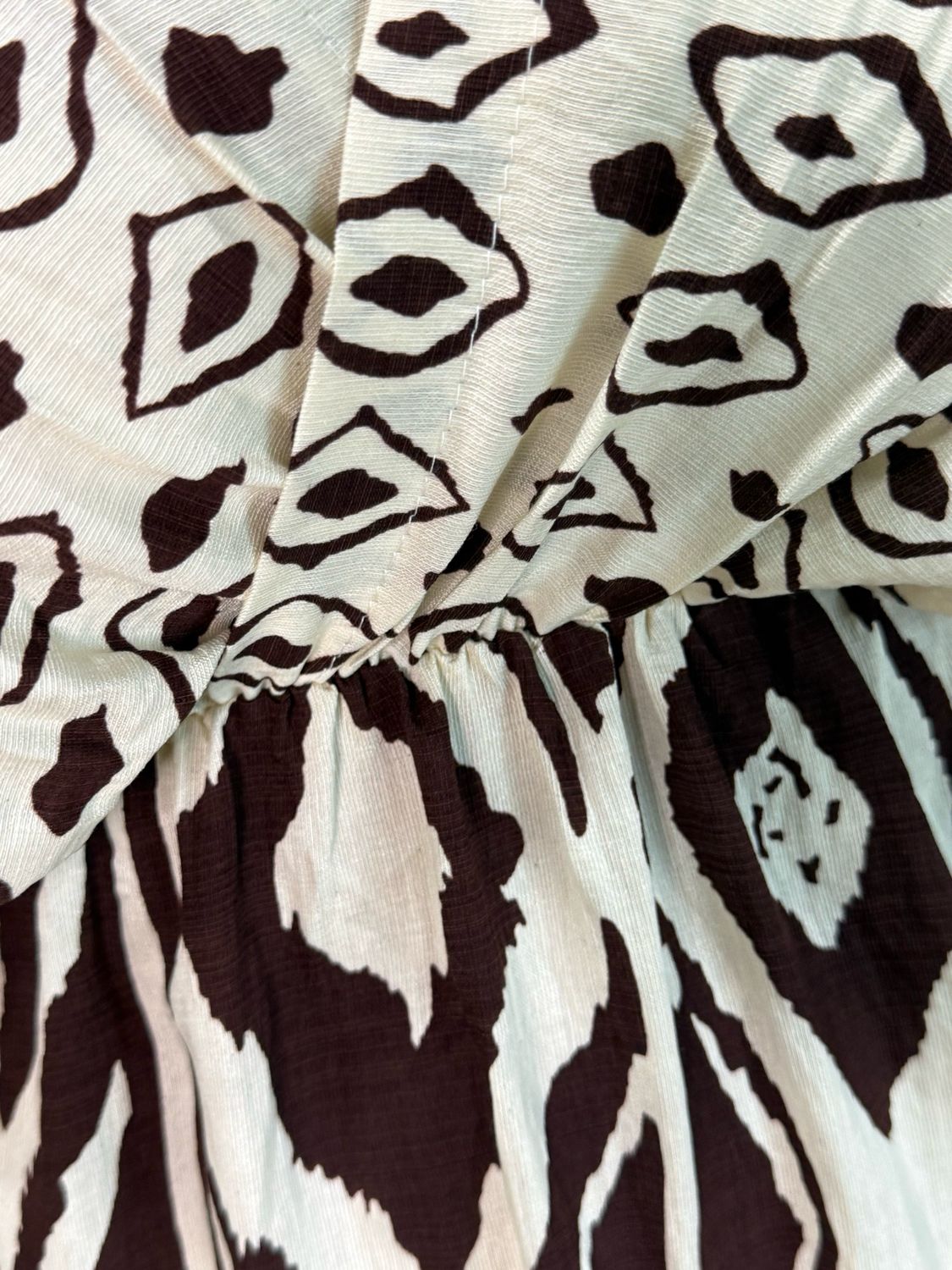 Floaty Midi Dress - Cream/Brown