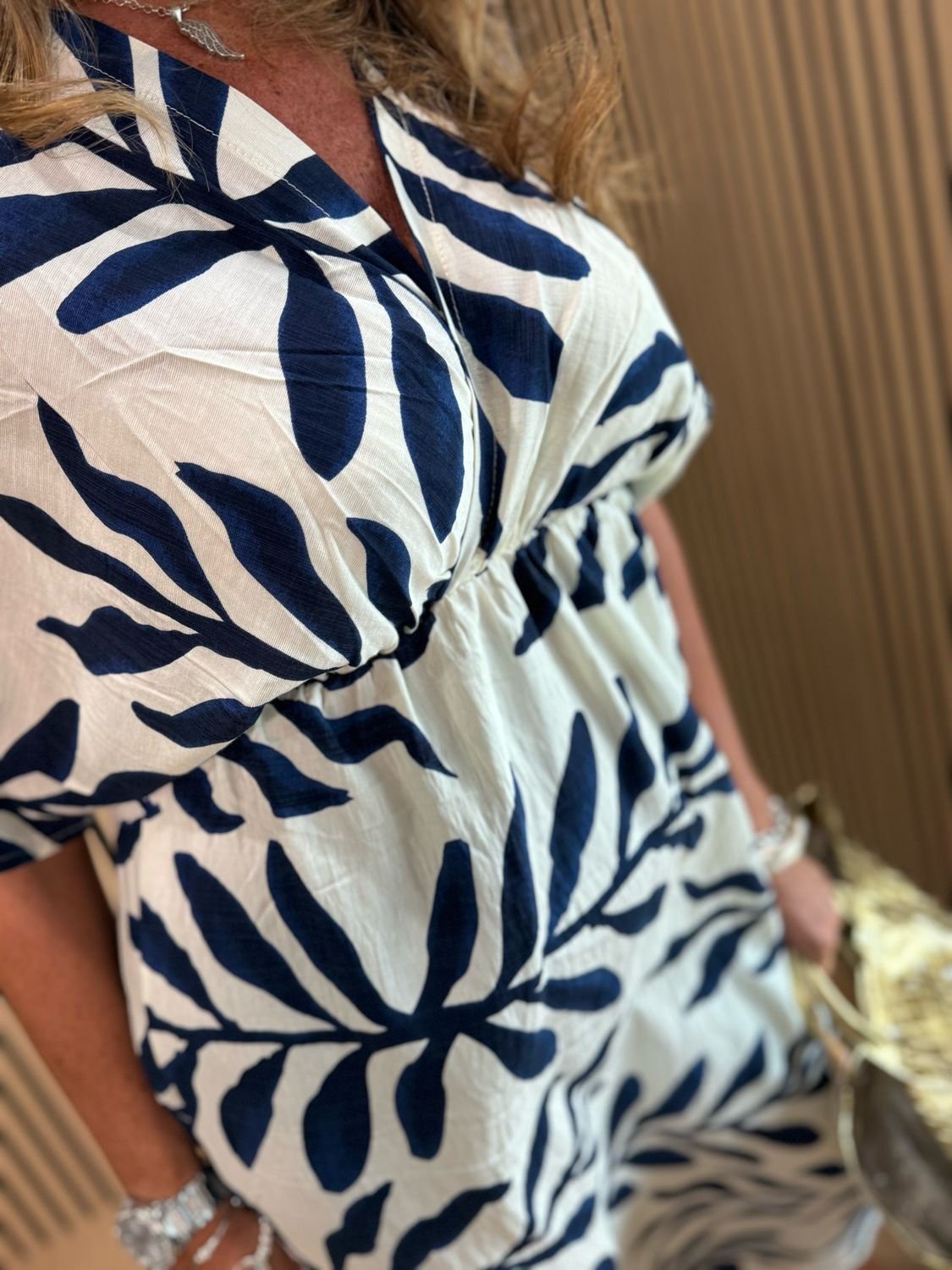 Floaty Midi Dress - Off White/Navy