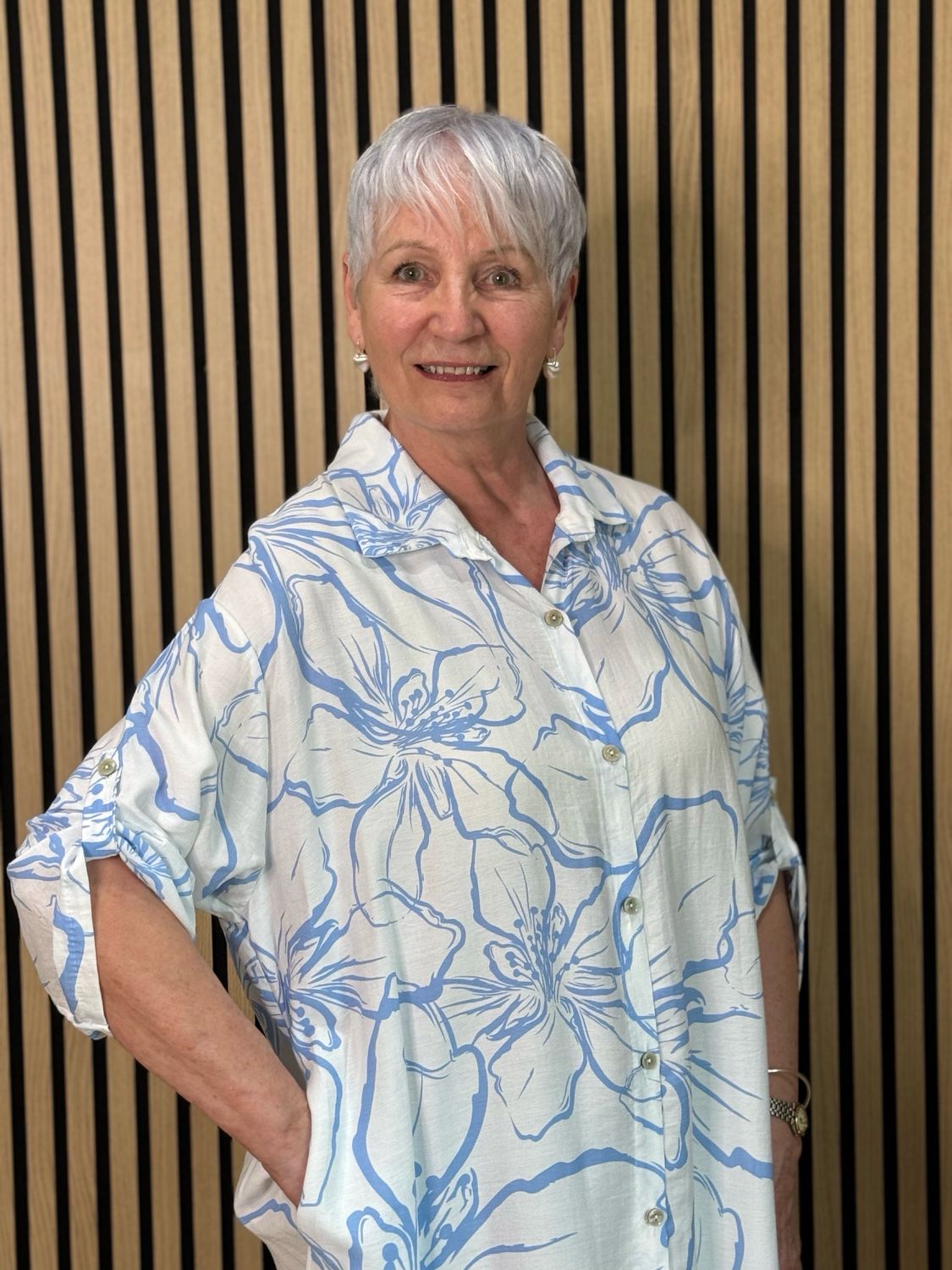 Floral Button Front Dress - Light Blue