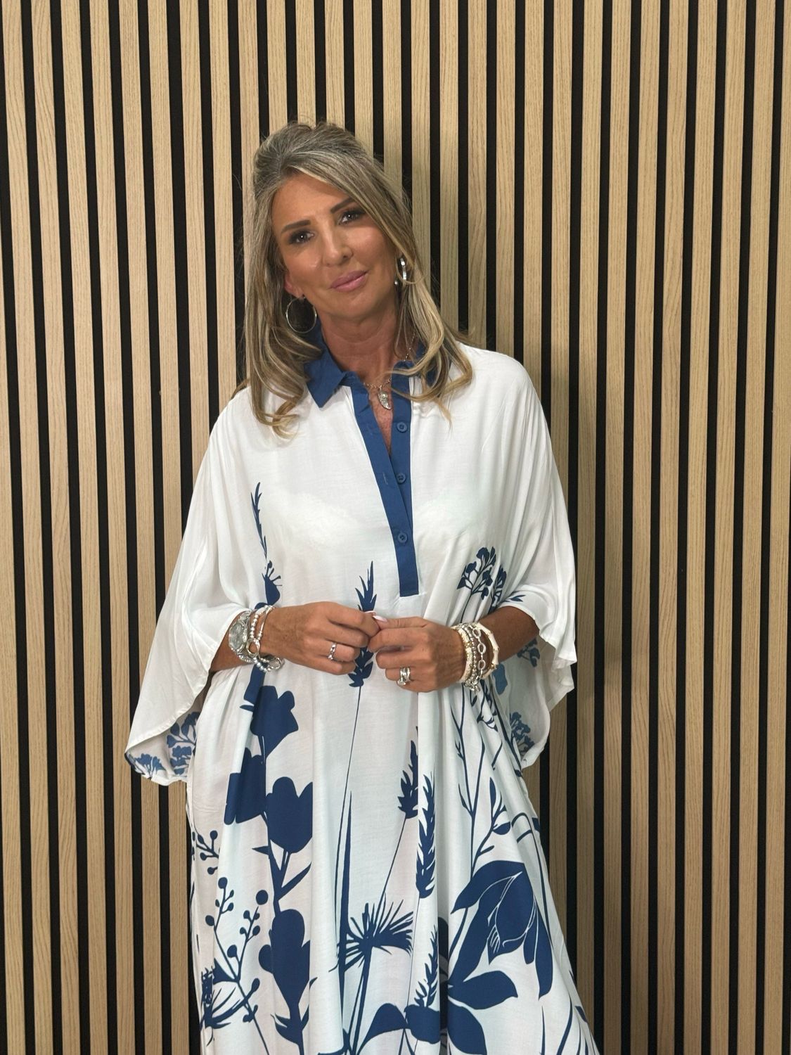 Botanical Print Kaftan - Navy