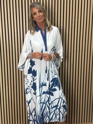Botanical Print Kaftan - Navy