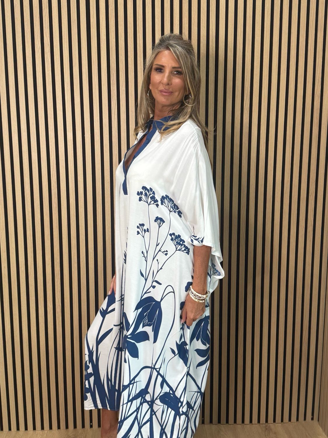Botanical Print Kaftan - Navy
