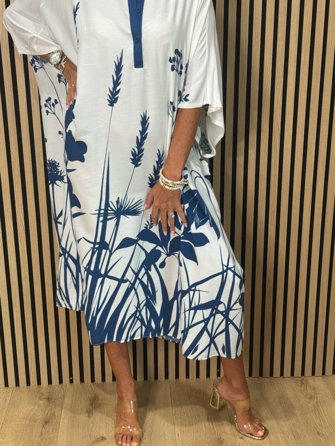 Botanical Print Kaftan - Navy