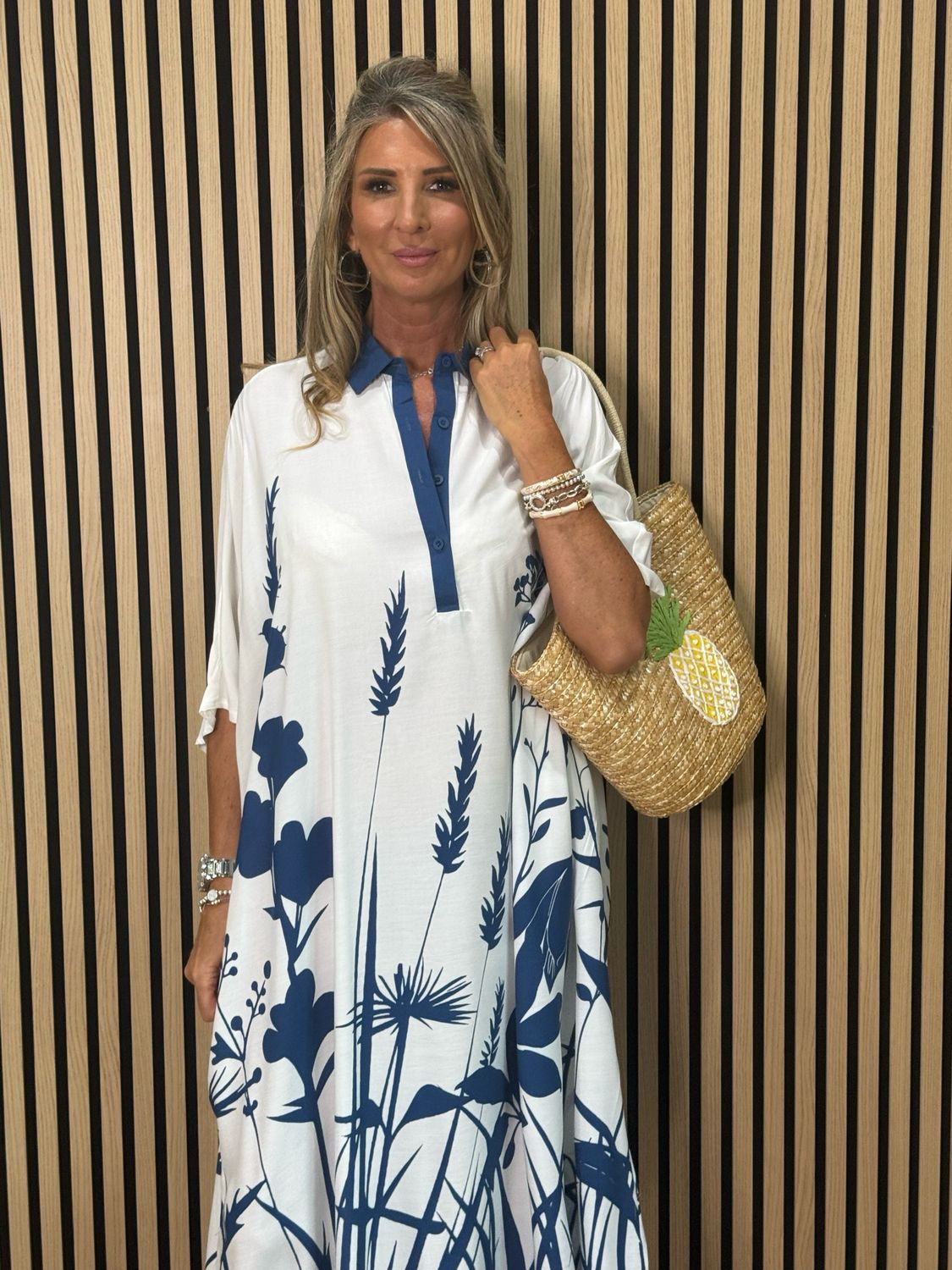 Botanical Print Kaftan - Navy