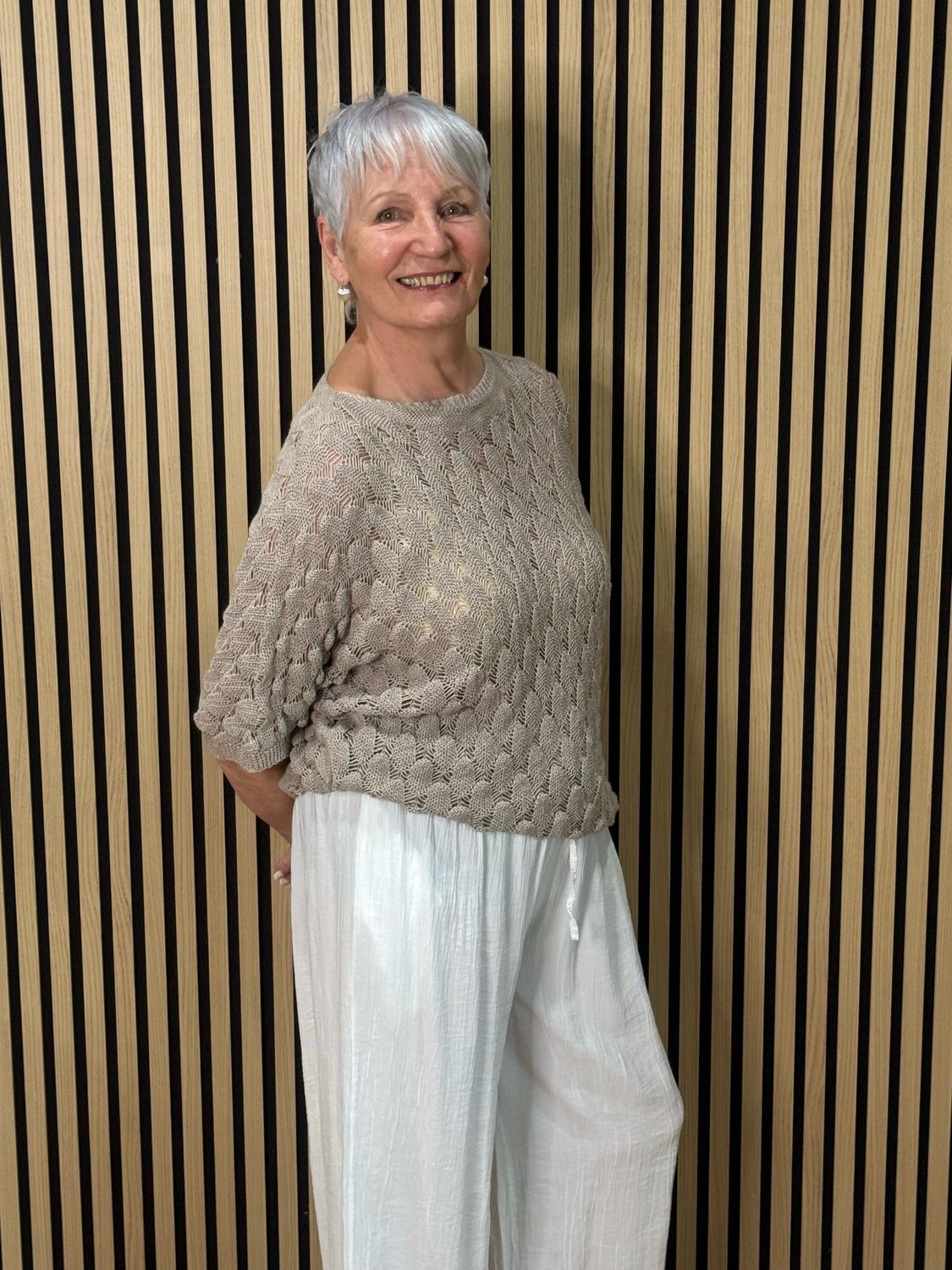 Textured Knit Jumper - Taupe
