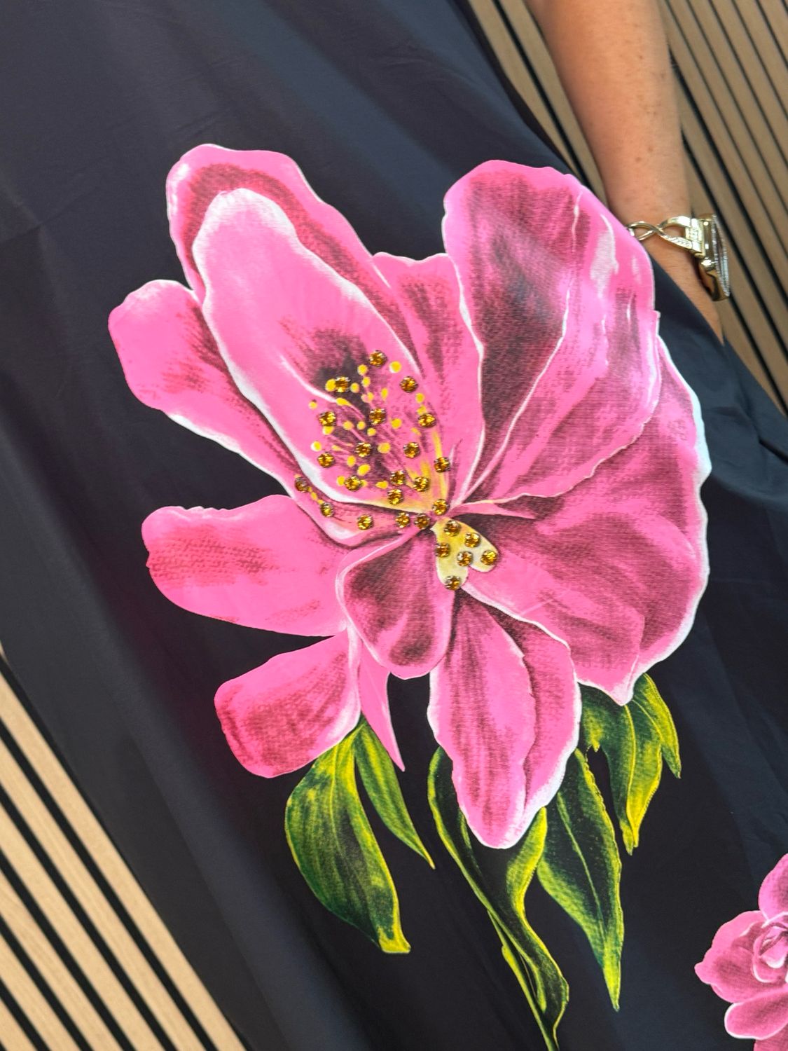 Statement Bloom Cotton Dress - Black/Pink