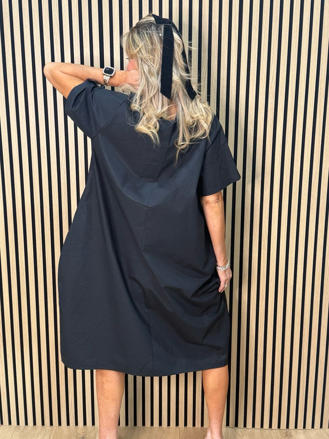 Statement Bloom Cotton Dress - Black/Pink