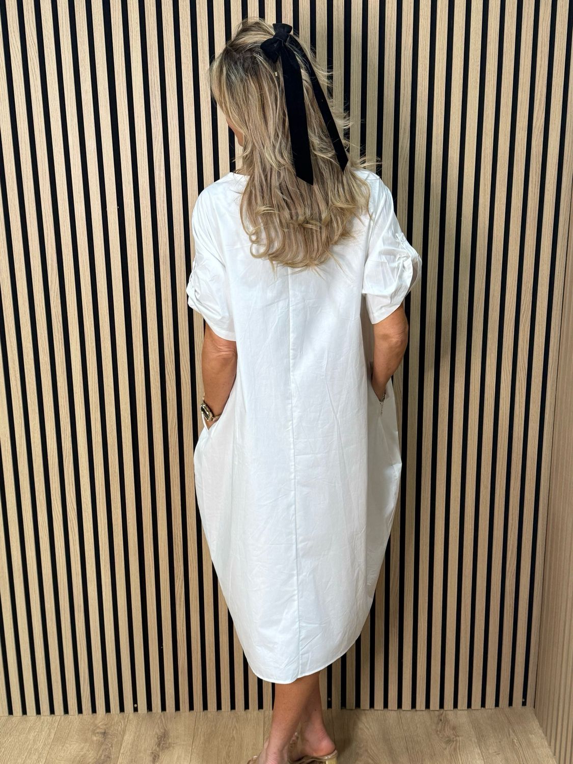 Statement Bloom Cotton Dress - White/Blue