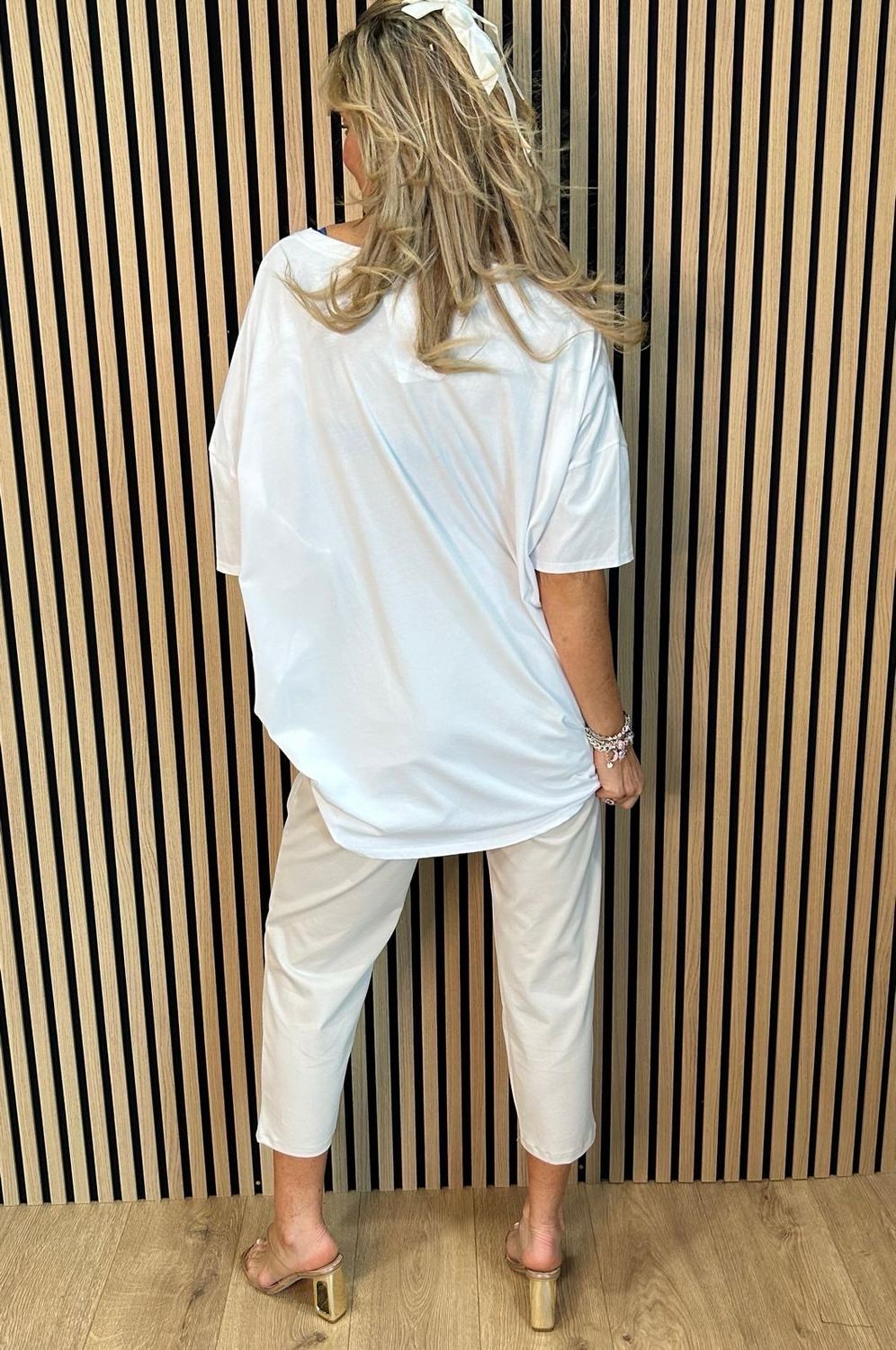 Love Embellished Oversized Top - White