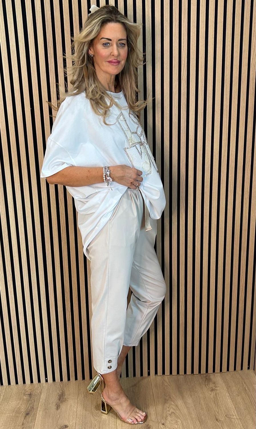 Love Embellished Oversized Top - White